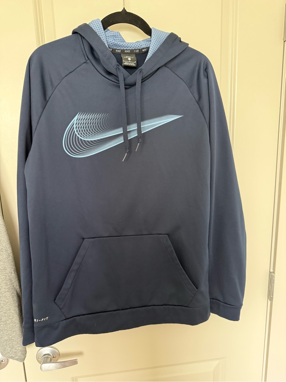 Nike Navy Blue Hoodie with Light Blue Swoosh